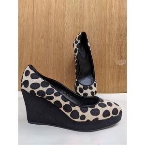 Boden black tan Leopard Print Wedge Heels 7.5